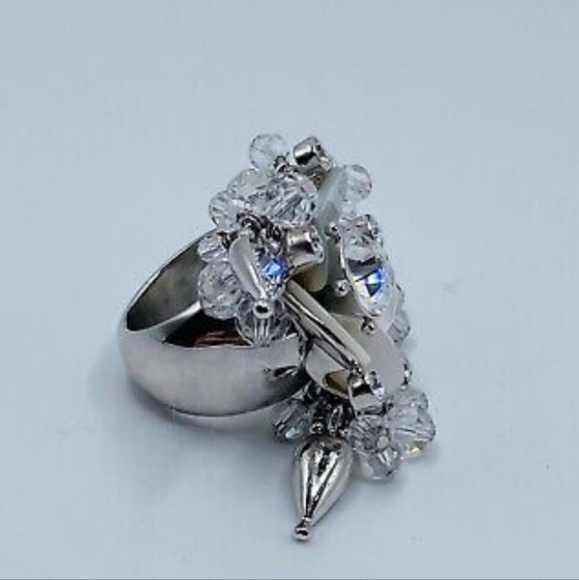 AUTH VINTAGE CHRISTIAN DIOR CRYSTAL COCKTAIL RING RARE VINTAGE - Picture 4 of 8